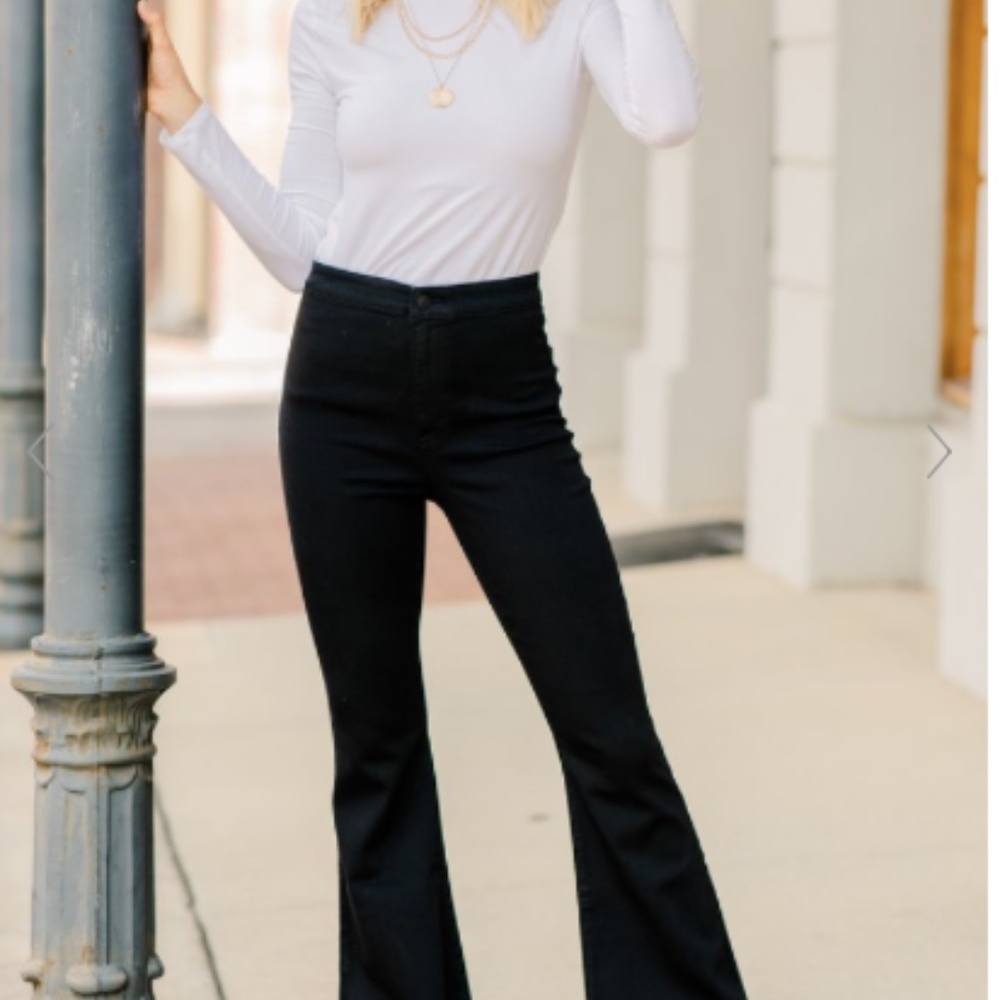 High Waist Flare Jean Black Stretch We The Free